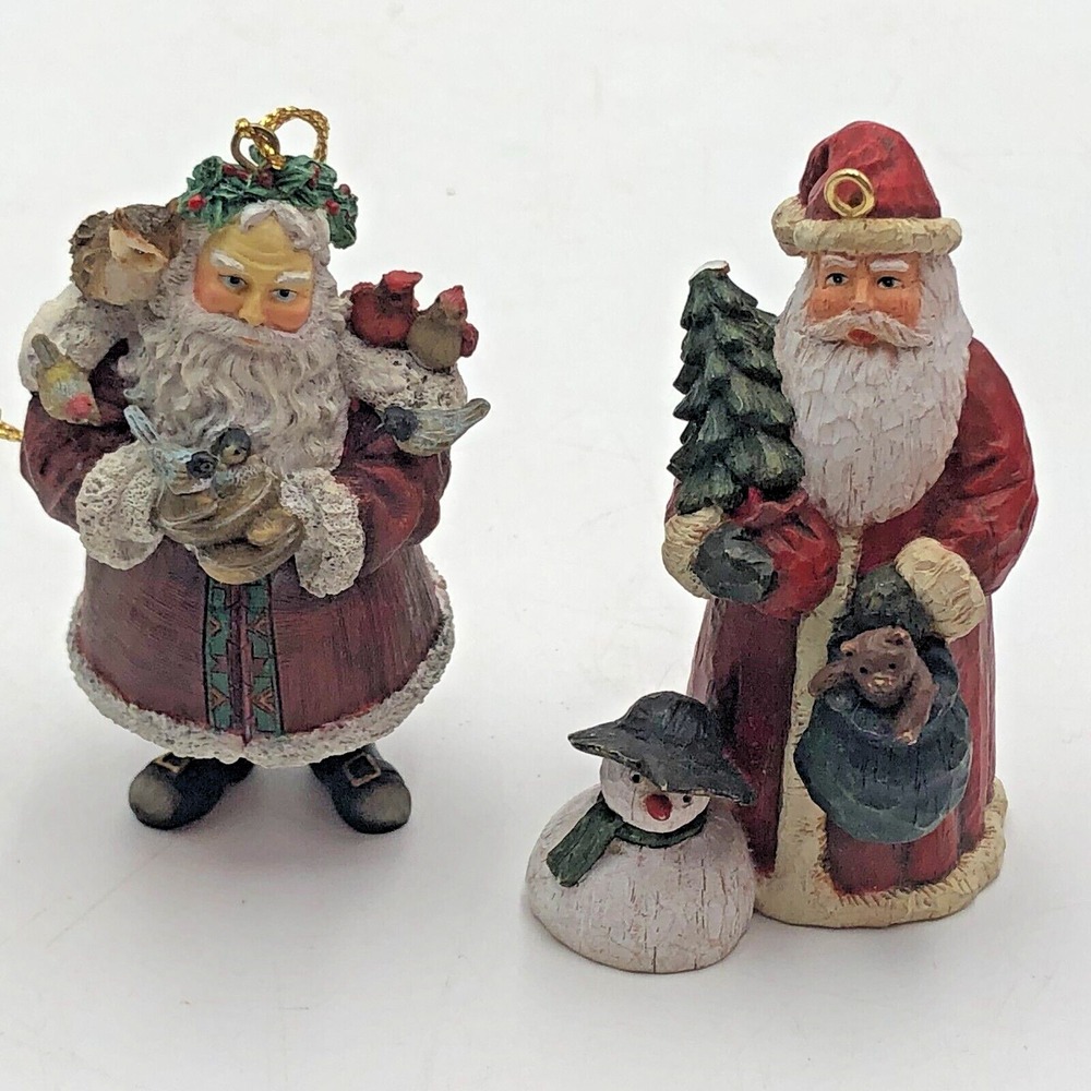 Set of 2 Lang Santa's Feathered Friends Ornament Artwork of Sherri Buck Baldwin